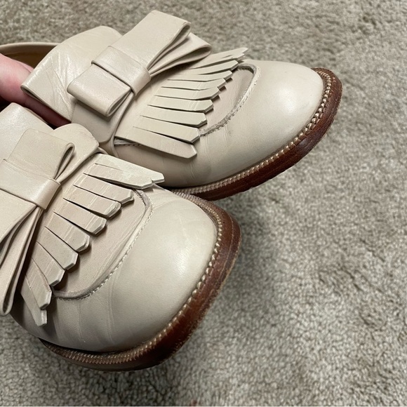 Pour La Victoire Ivory/Cream Tegan Bow Loafer Leather Classic Chic size 8 - Picture 8 of 13